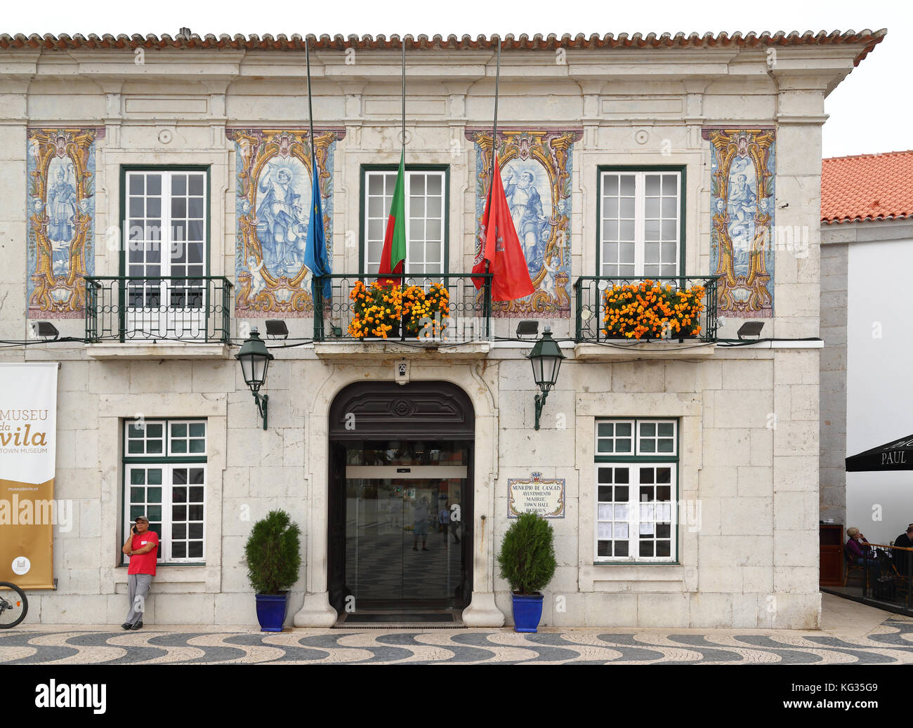 Façade de l'hôtel de ville de Cascais, Portugal Banque D'Images