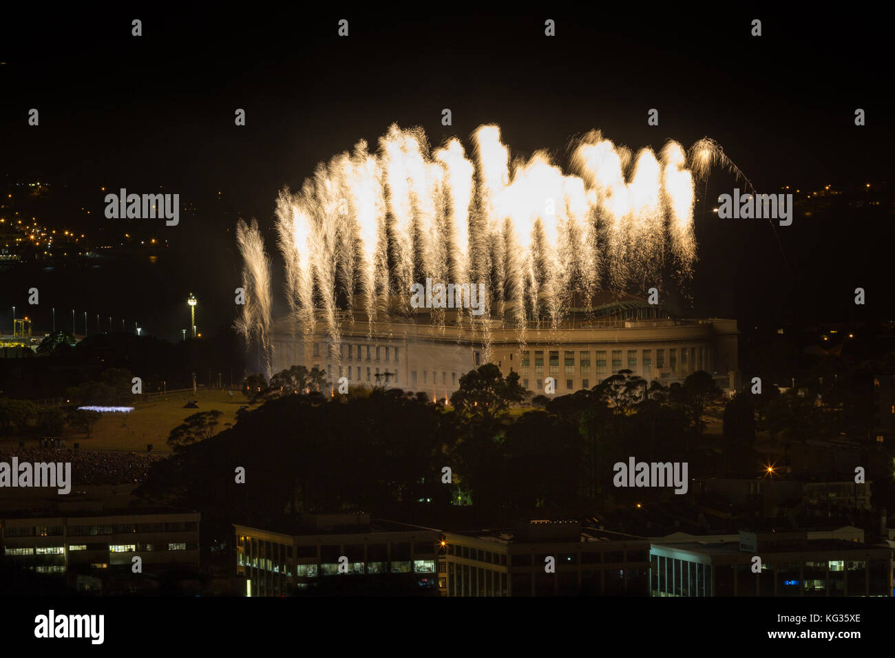 Groupe f d'artifice à Auckland War Memorial Museum, vues du mont eden, Auckland New Zealand Banque D'Images