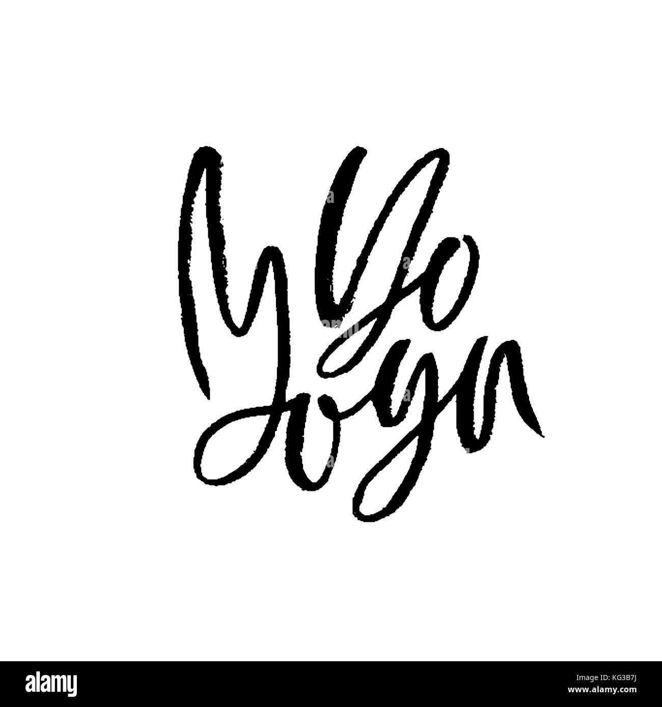 Faire du yoga. moderne brosse sèche. lettrage affiche calligraphie typographie manuscrite. carte. yoga bannière. vector illustration. Illustration de Vecteur
