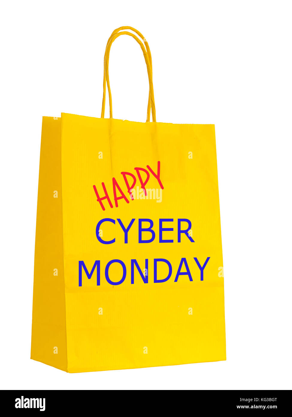 Sac de transport du Cyber Monday heureux isolé sur blanc, Banque D'Images