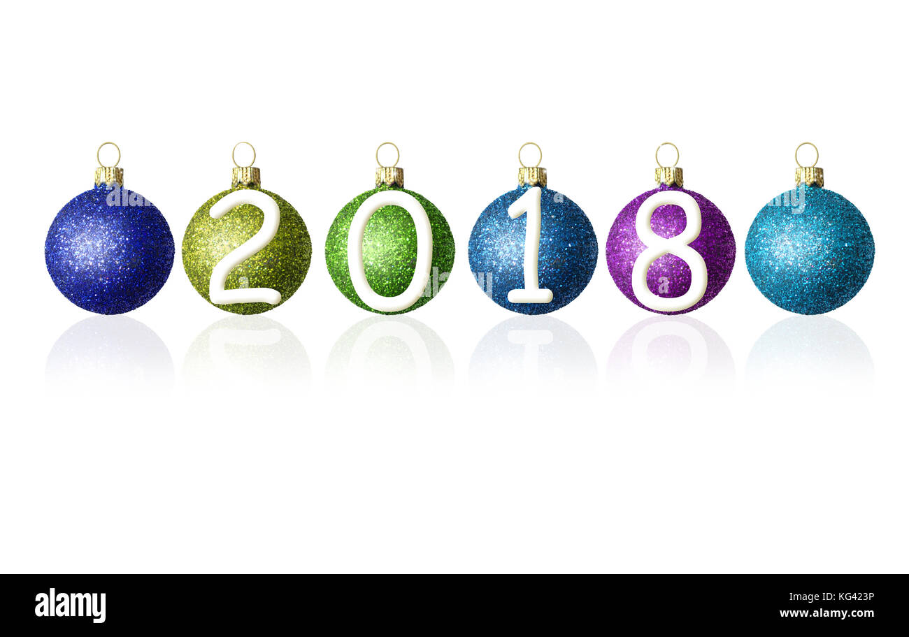 Vacances de noël boules colorées iolated. Décoration de Noël. Banque D'Images