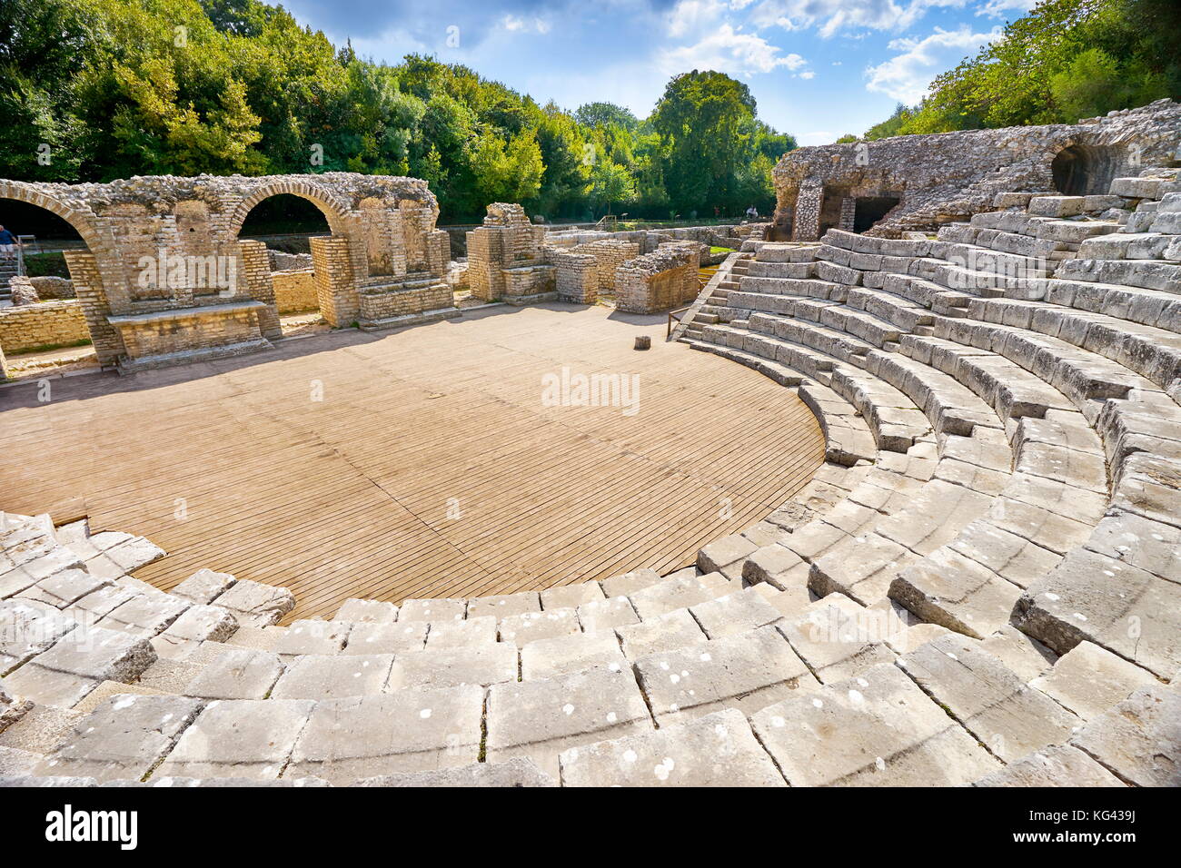 Theatre en sanctuaire d'Asclépios dans l'ancienne ville romaine, Butrint, Albanie, UNESCO Banque D'Images