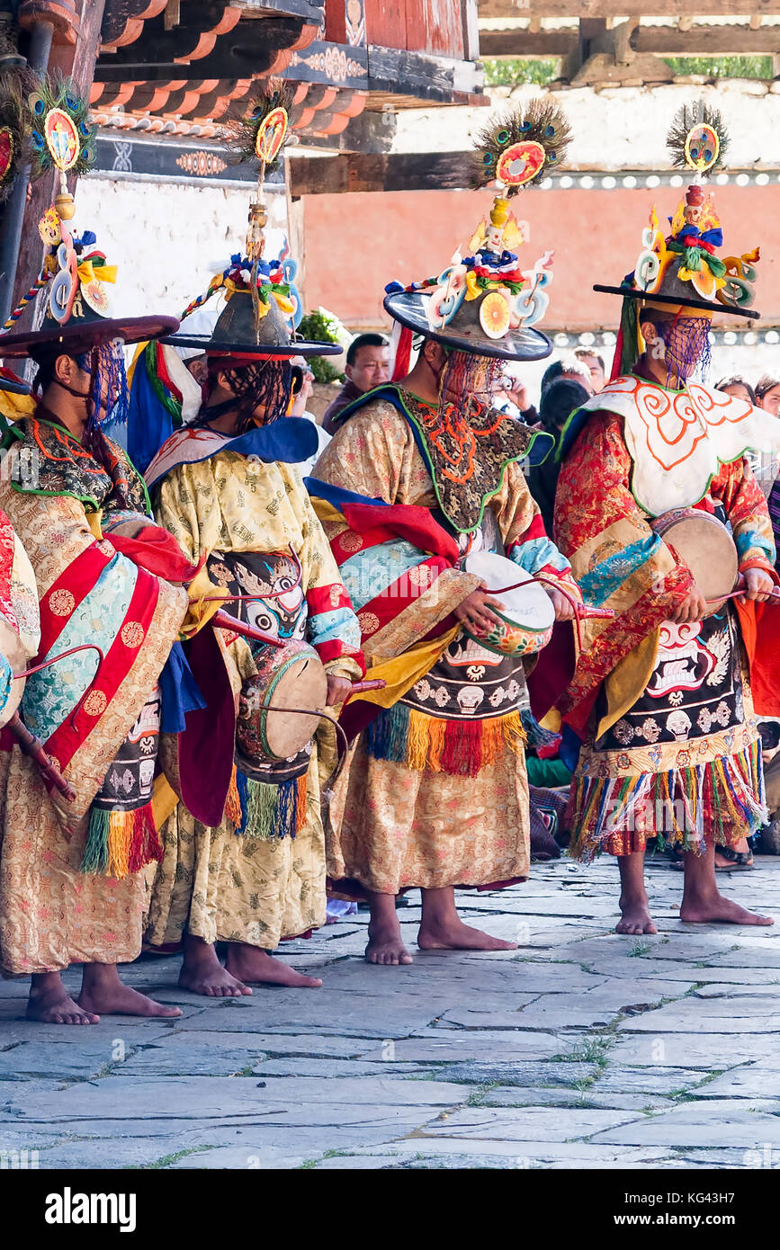 Fête traditionnelle dans la région de Bumthang, Bhoutan Banque D'Images