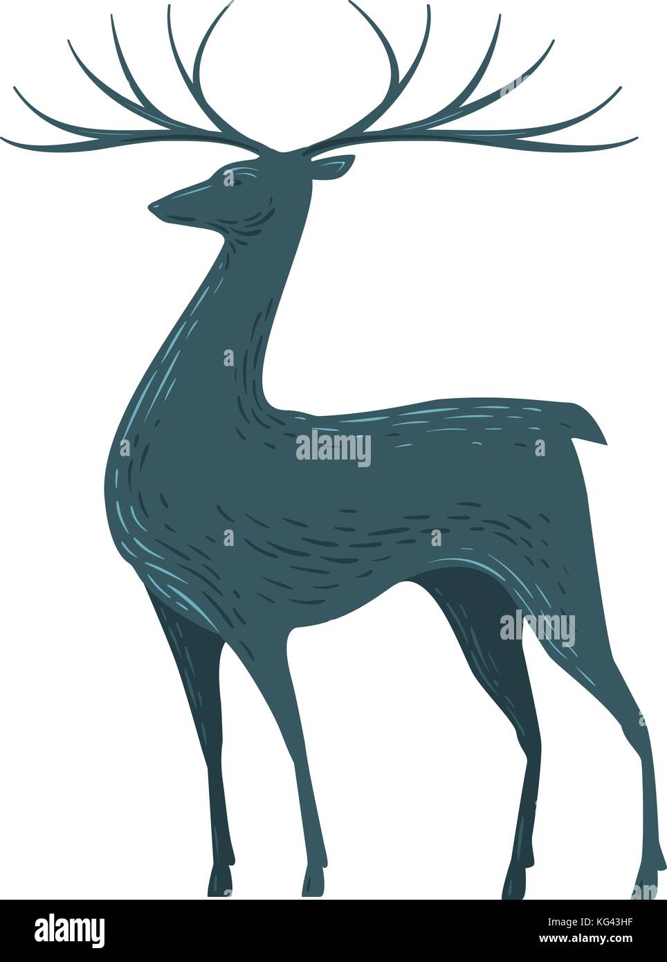 Cerf décoratif avec des cornes. Renne, animal, icône ou symbole de la faune. Illustration vectorielle Illustration de Vecteur