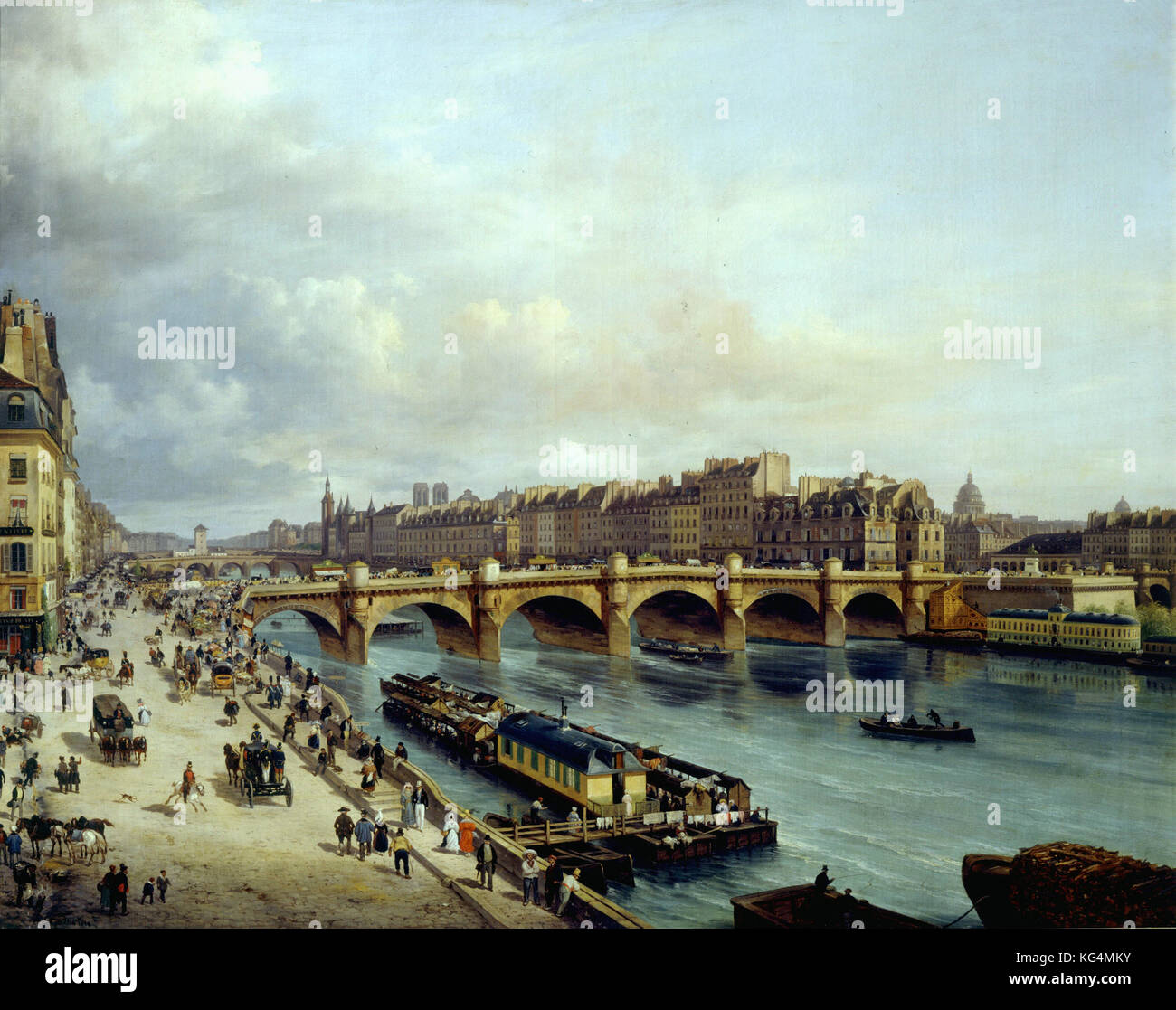 Giuseppe Canella - Ile de la Cité et le Pont Neuf vu depuis le quai du Louvre - 1832 Paris, musée Carnavalet Banque D'Images