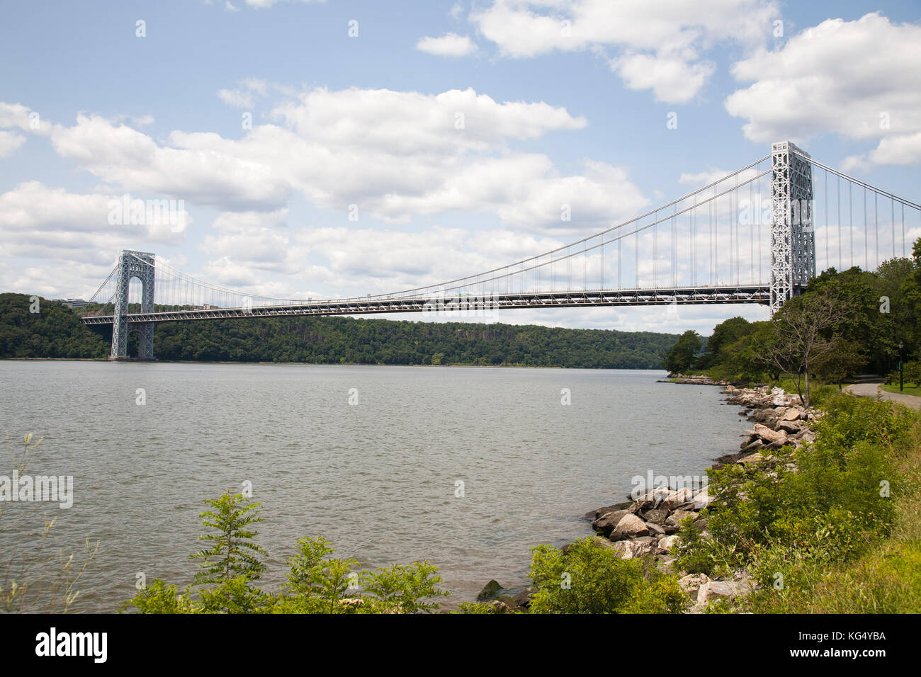 George Washington Bridge, Hudson River, Greenway, Riverside Park, New York, USA, Amérique latine Banque D'Images