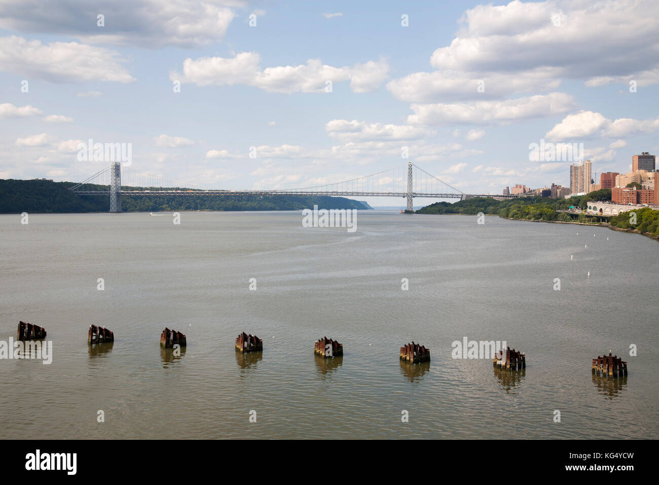 George Washington Bridge, Hudson River, Greenway, Riverside Park, New York, USA, Amérique latine Banque D'Images