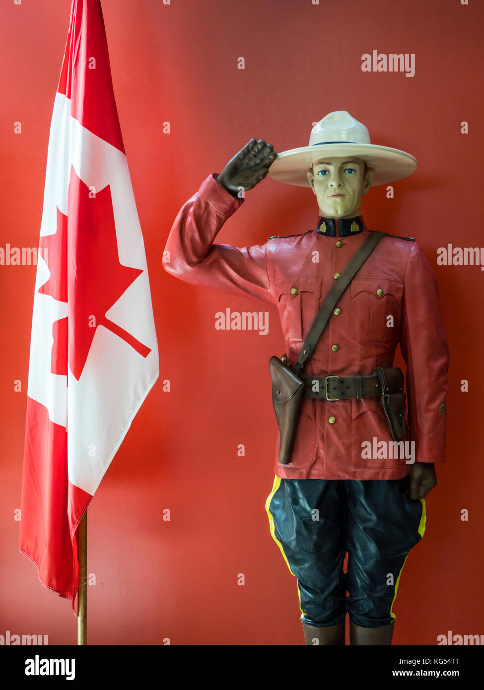 Mountie mannequin, Centre du patrimoine de la GRC, à Regina, Saskatchewan, Canada. Banque D'Images