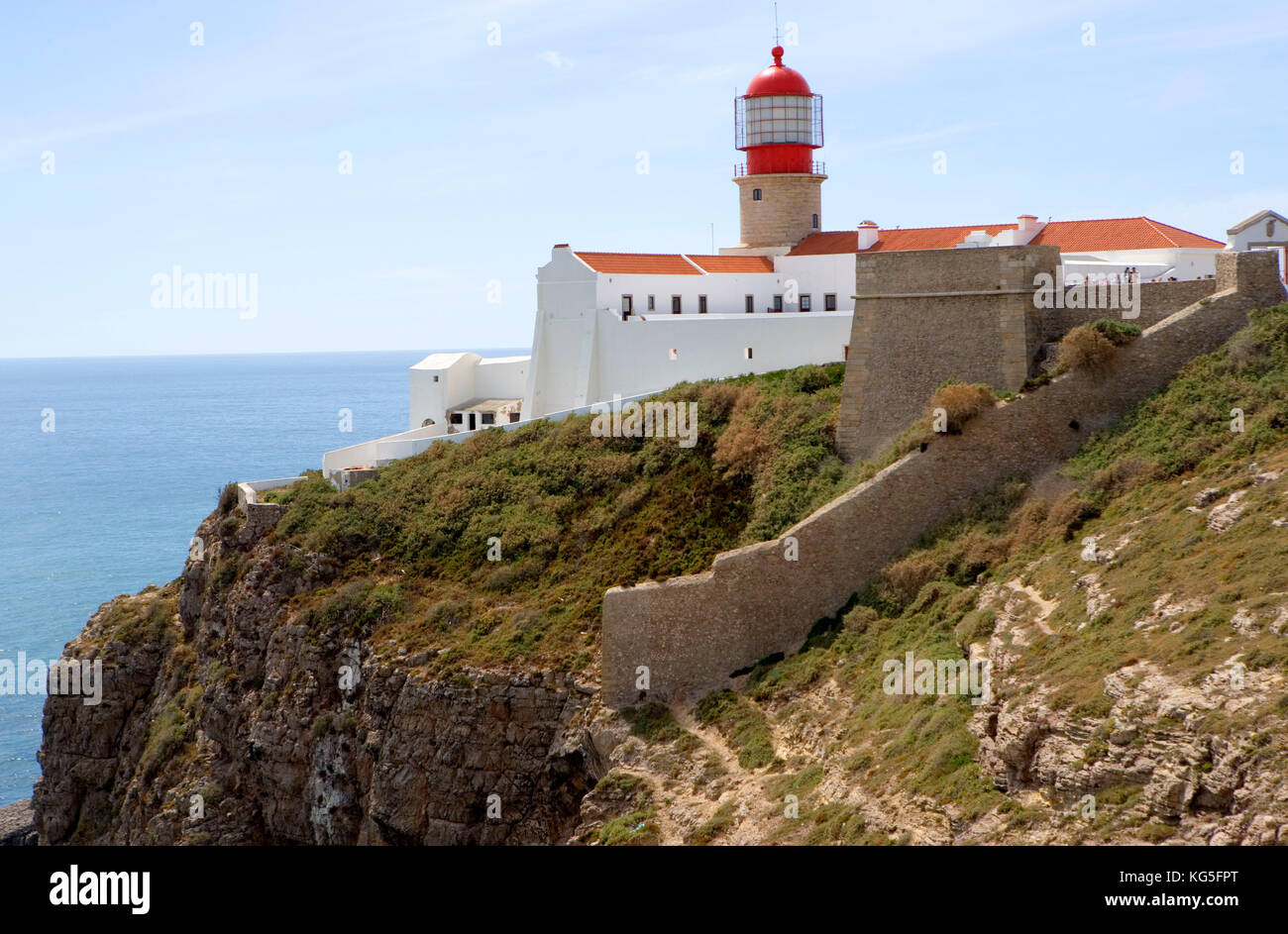 Cabo de Sao Vicente, phare, à l'extérieur, point le plus occidental du Portugal et vieille Europe, de l'Atlantique Banque D'Images