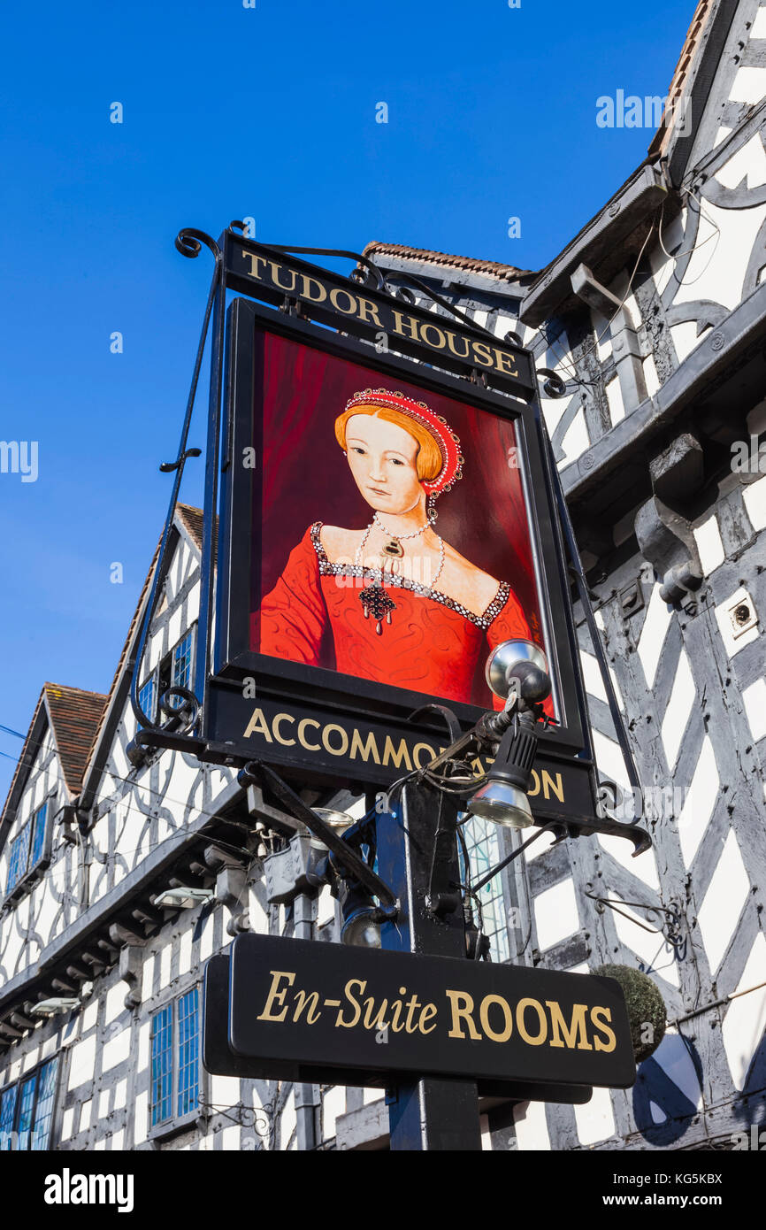 L'Angleterre, dans le Warwickshire, Cotswolds, Warwick, hotel sign Banque D'Images
