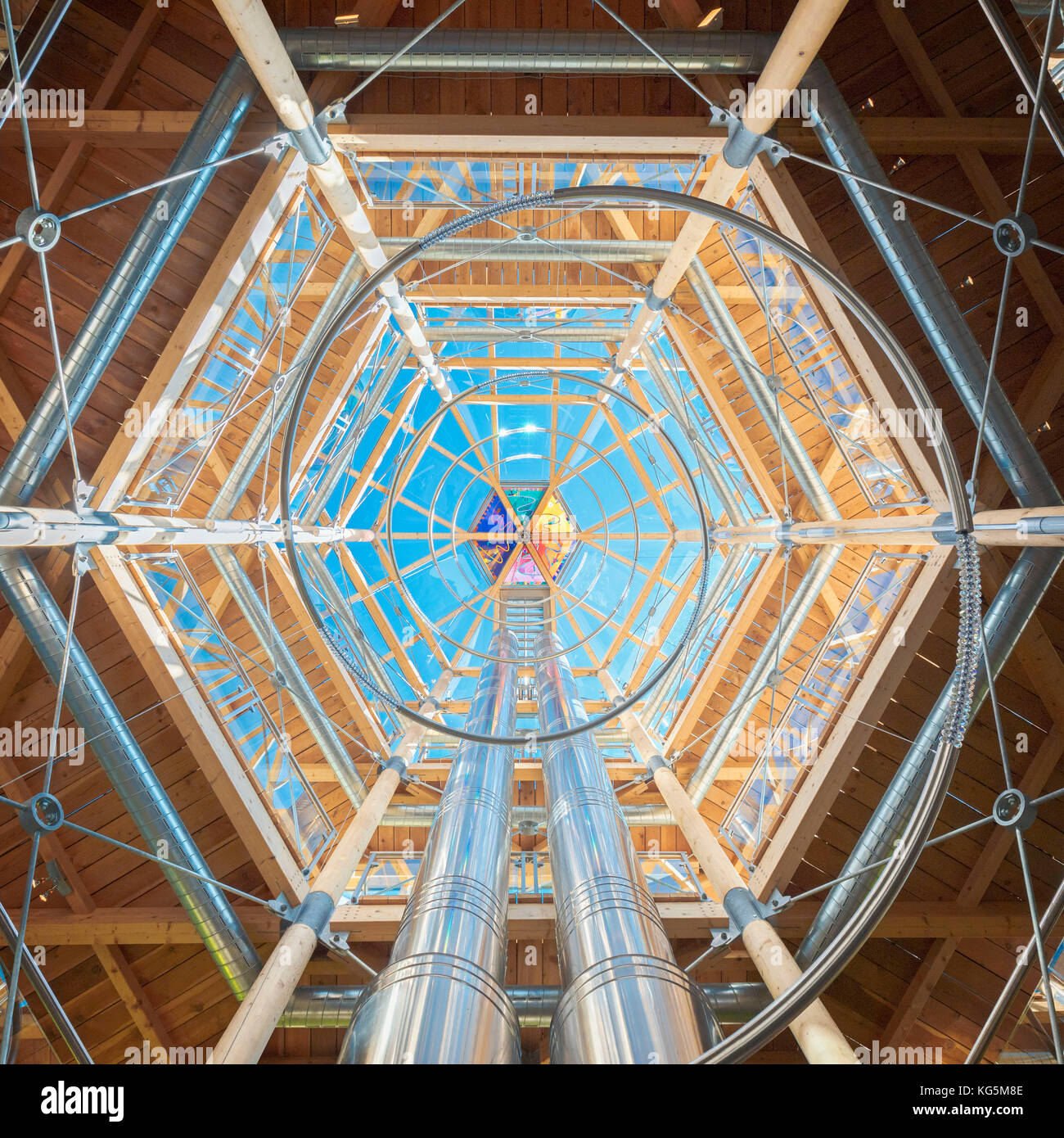 Détail intérieur de la tour d'observation à Wilhelm Swarovski, Grossglockner Kaiser-Franz-Josef-Hoehe, Autriche Banque D'Images