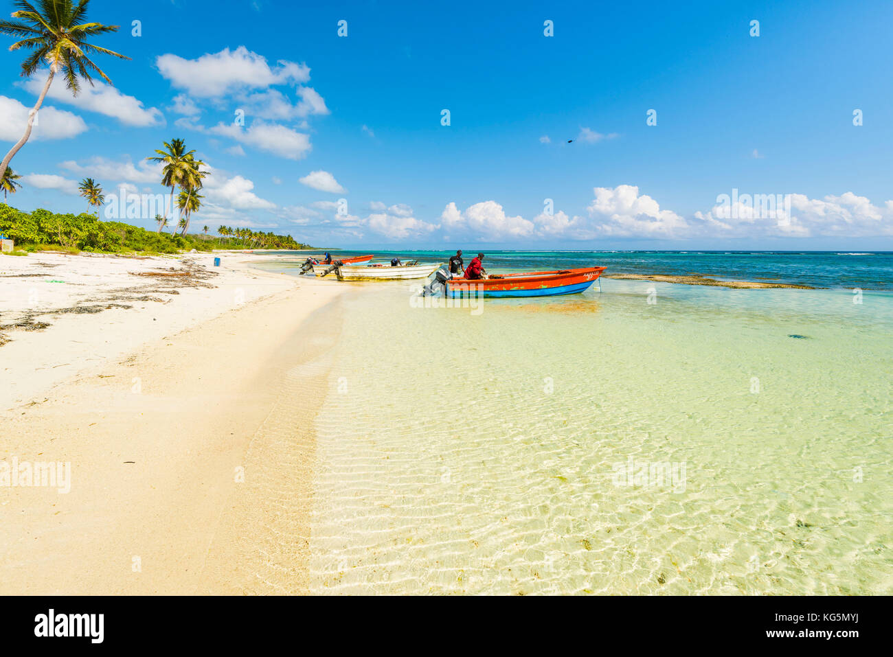 Juan Mano, l'île de Saona, à l'Est Parc National (Parque Nacional del Este), la République dominicaine, la mer des Caraïbes. Banque D'Images