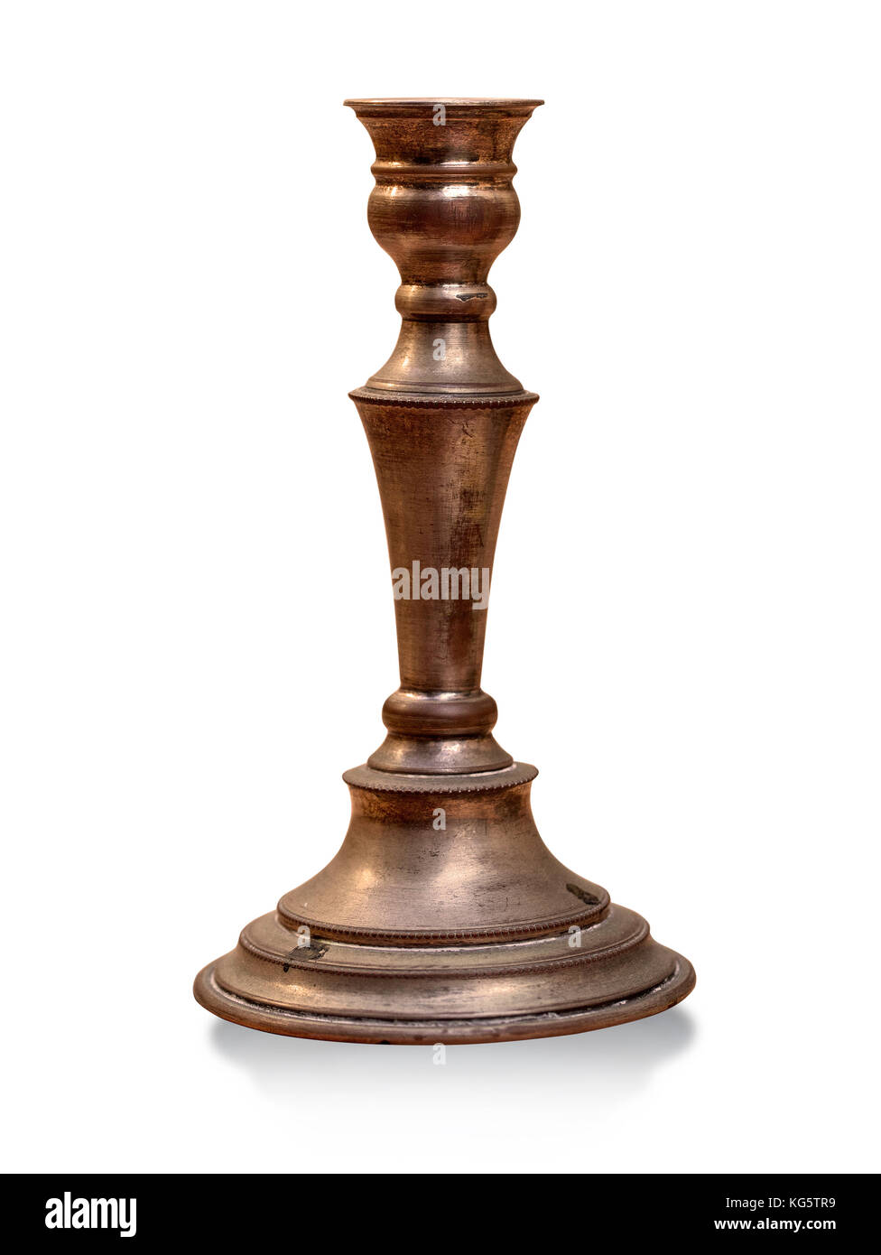 Antique bronze candlestick isolated on white with clipping path Banque D'Images