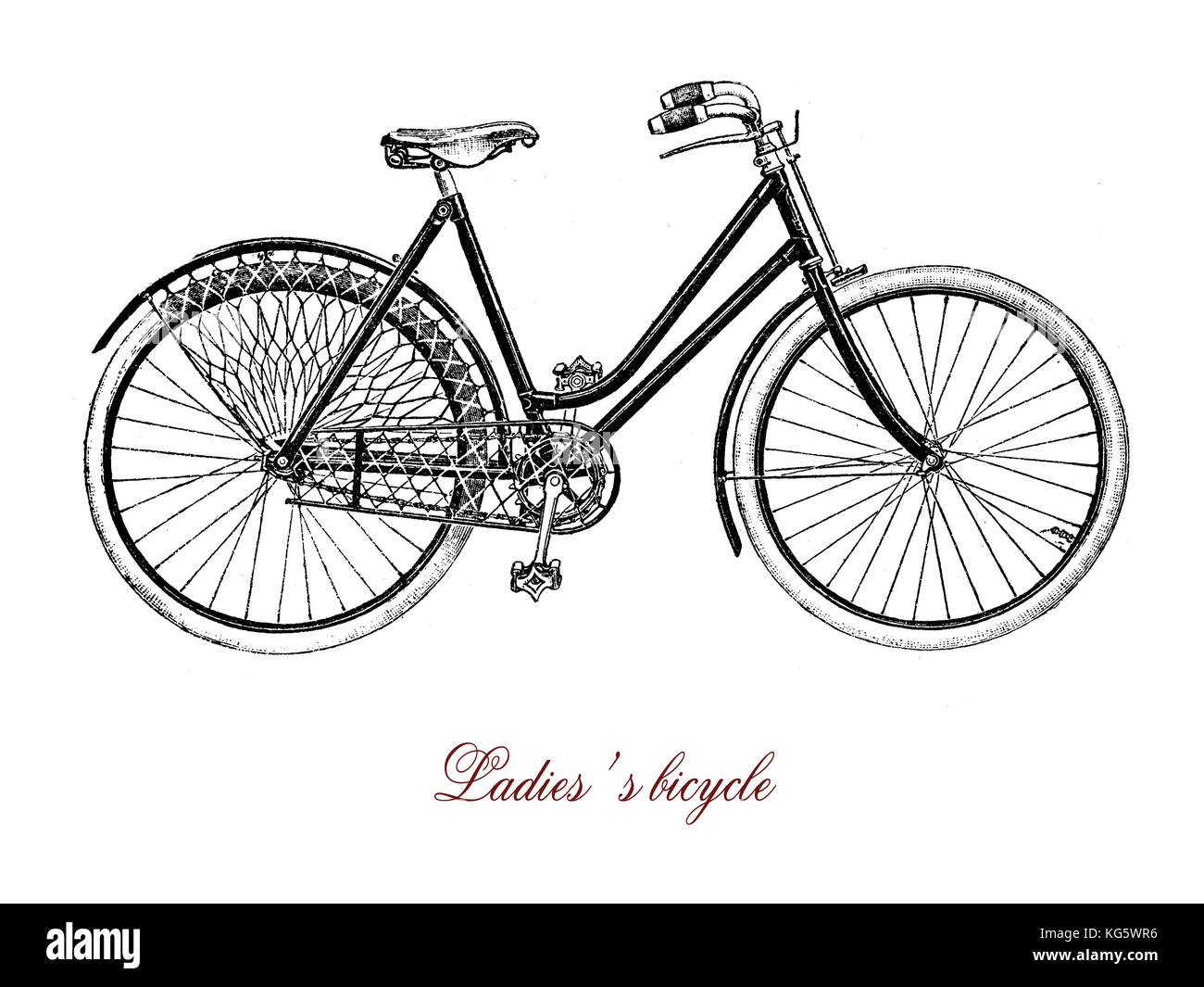 Vélo de Ladie, gravure du XIXème siècle Banque D'Images