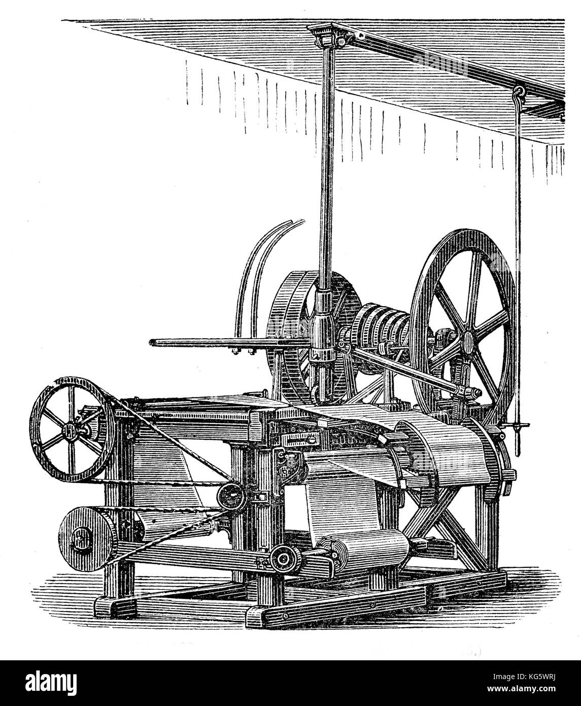 Machine à lisser pour panneau vitré et panneau de pressage, XIX siècle Banque D'Images Machine à lisser pour panneau vitré et panneau de pressage, XIX siècle Banque D'Images