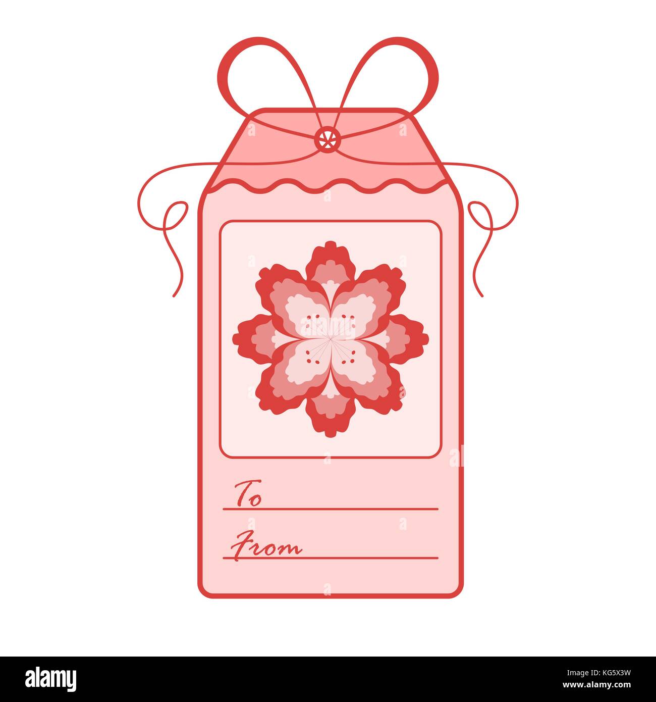 Gift tag avec fleur et ruban. vente et shopping concept. Conception pour carte postale, bannière, affiche ou imprimer. Illustration de Vecteur