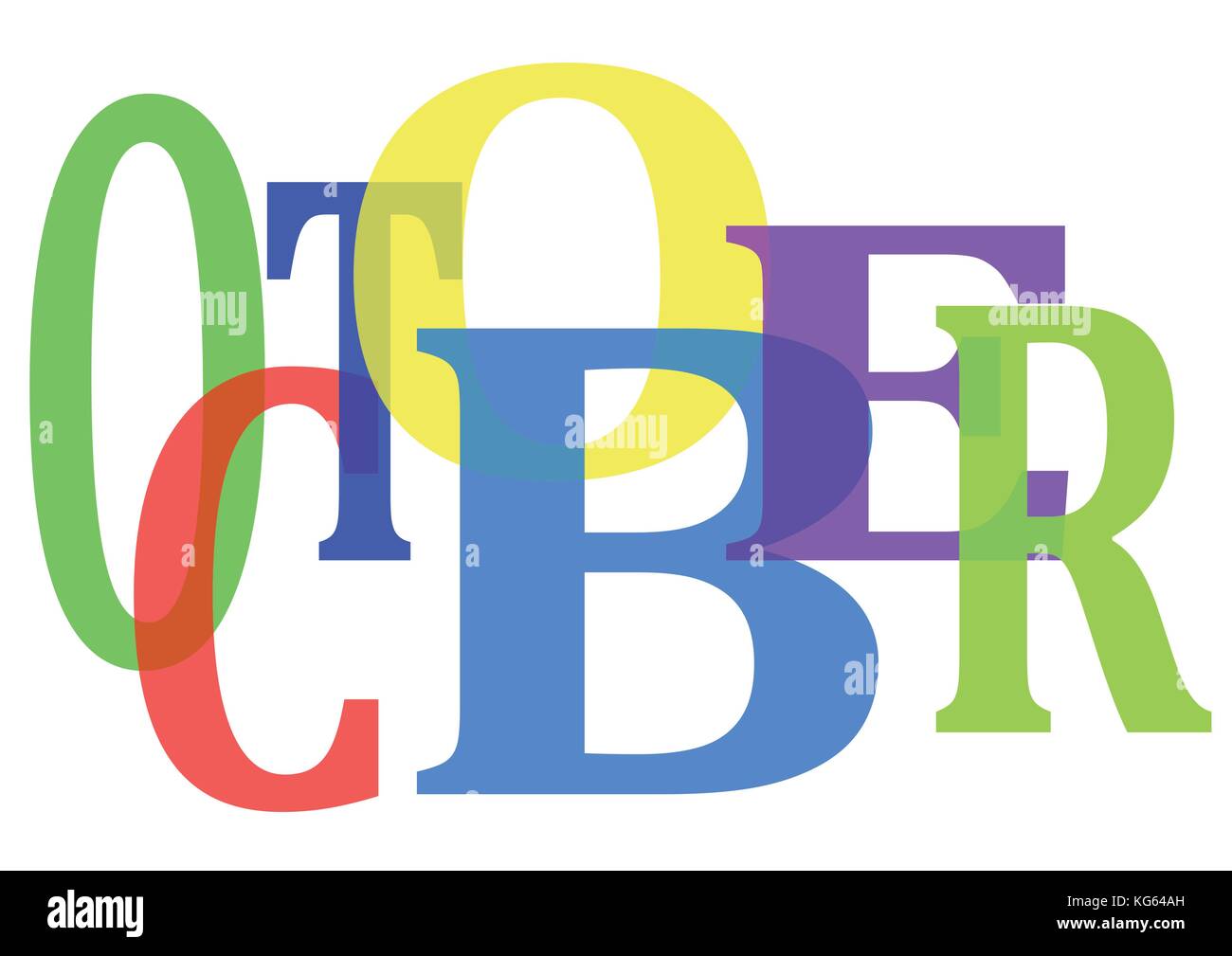 Octobre avec lettres colorées Illustration de Vecteur