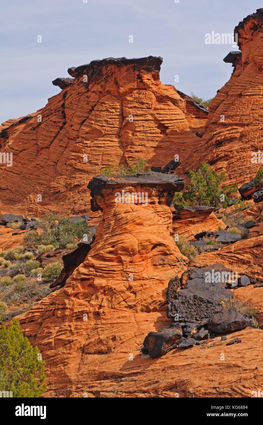 Frozen Sand Dunes in Snow Canyon State Park dans l'Utah Banque D'Images