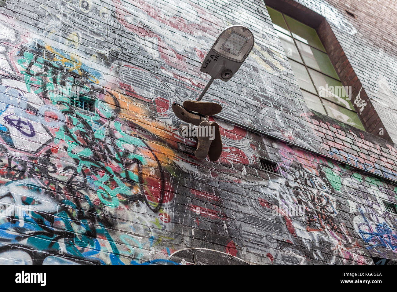 Graffiti sur l'emblématique hosier lane à Melbourne, Australie Banque D'Images