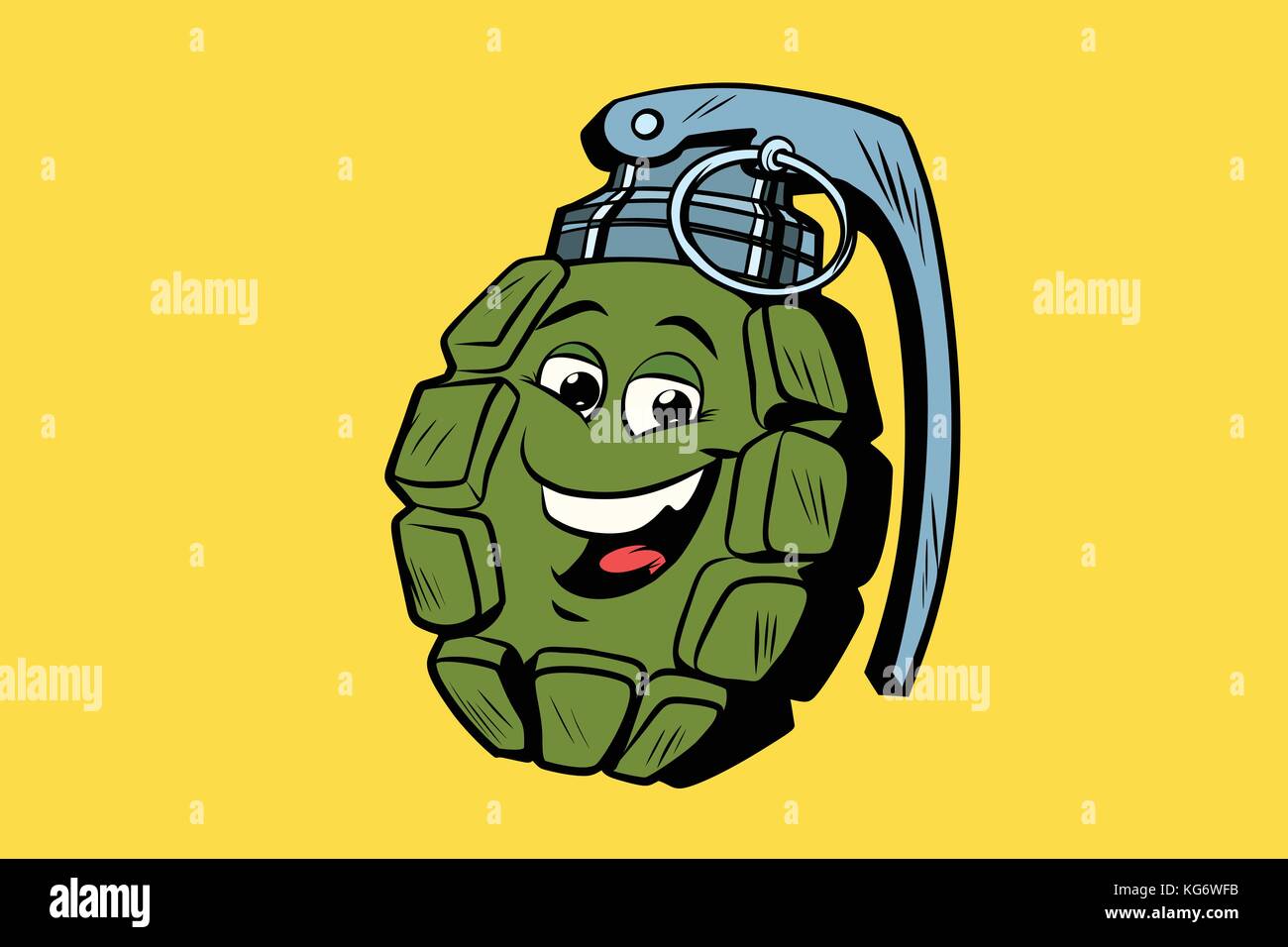 Smiley mignon grenade. caractère comic book cartoon illustration vecteur rétro pop art Illustration de Vecteur