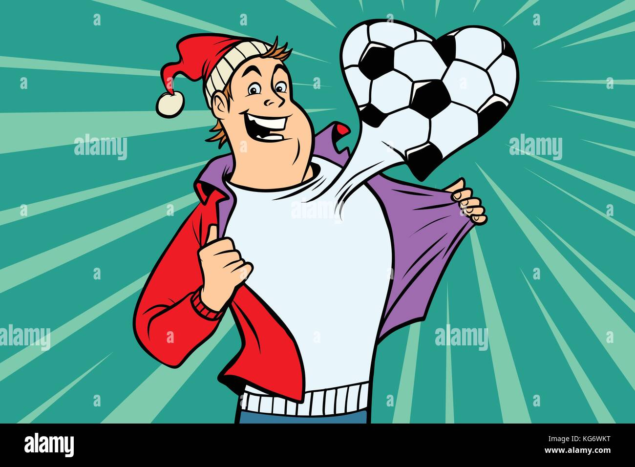 Sports Fan adore le football. bande dessinée cartoon illustration