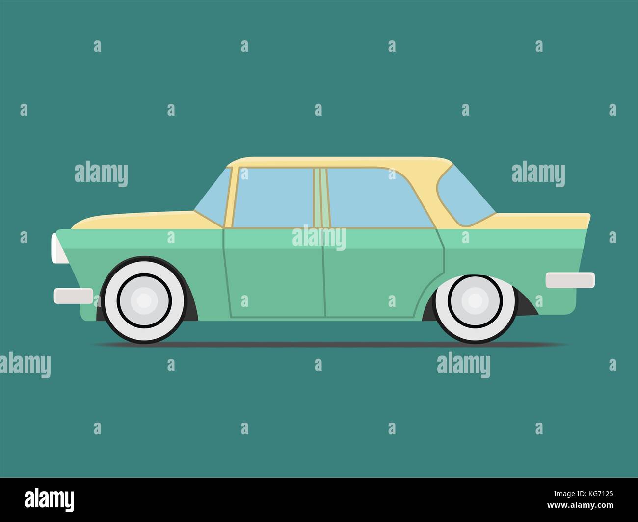 Vintage Car. isolé sur vert. vector illustration libre Illustration de Vecteur
