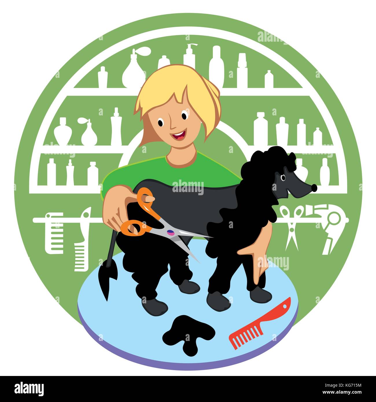 Animal coiffure Femme avec chien vector illustration libre Illustration de Vecteur