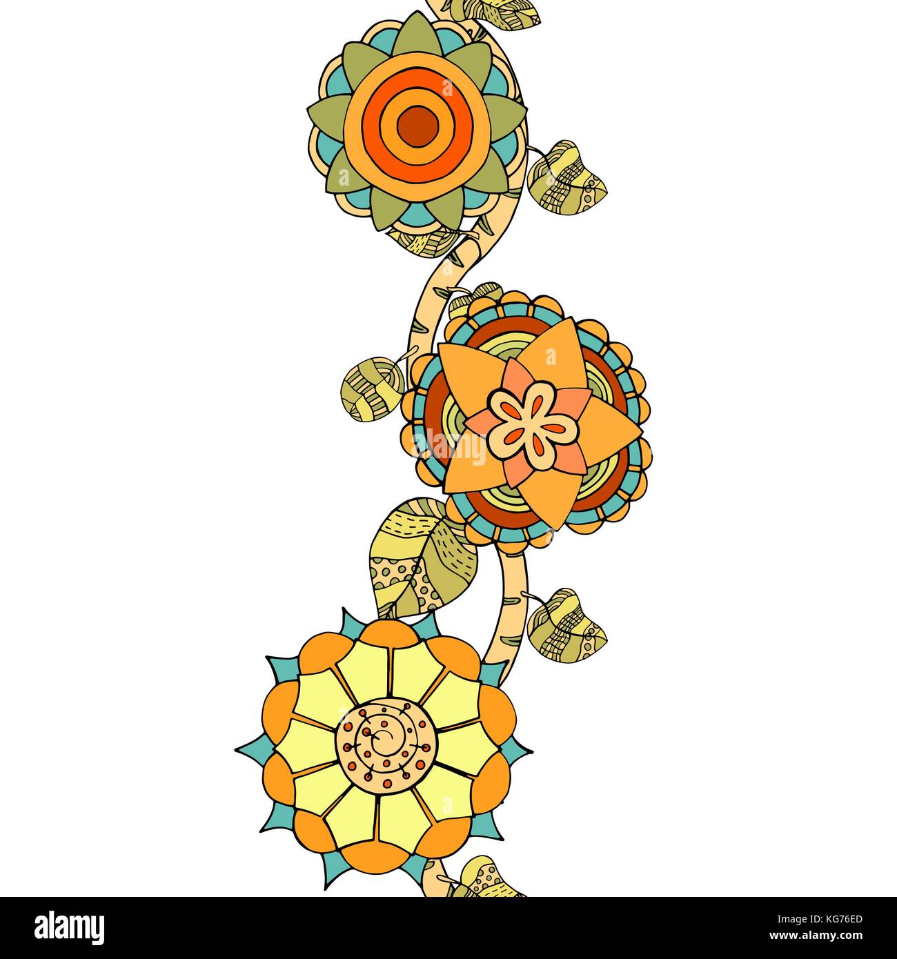 Seamless vector. Motif floral floral dessiné à la main, la texture fleurs décoratives, Coloring Book Illustration de Vecteur