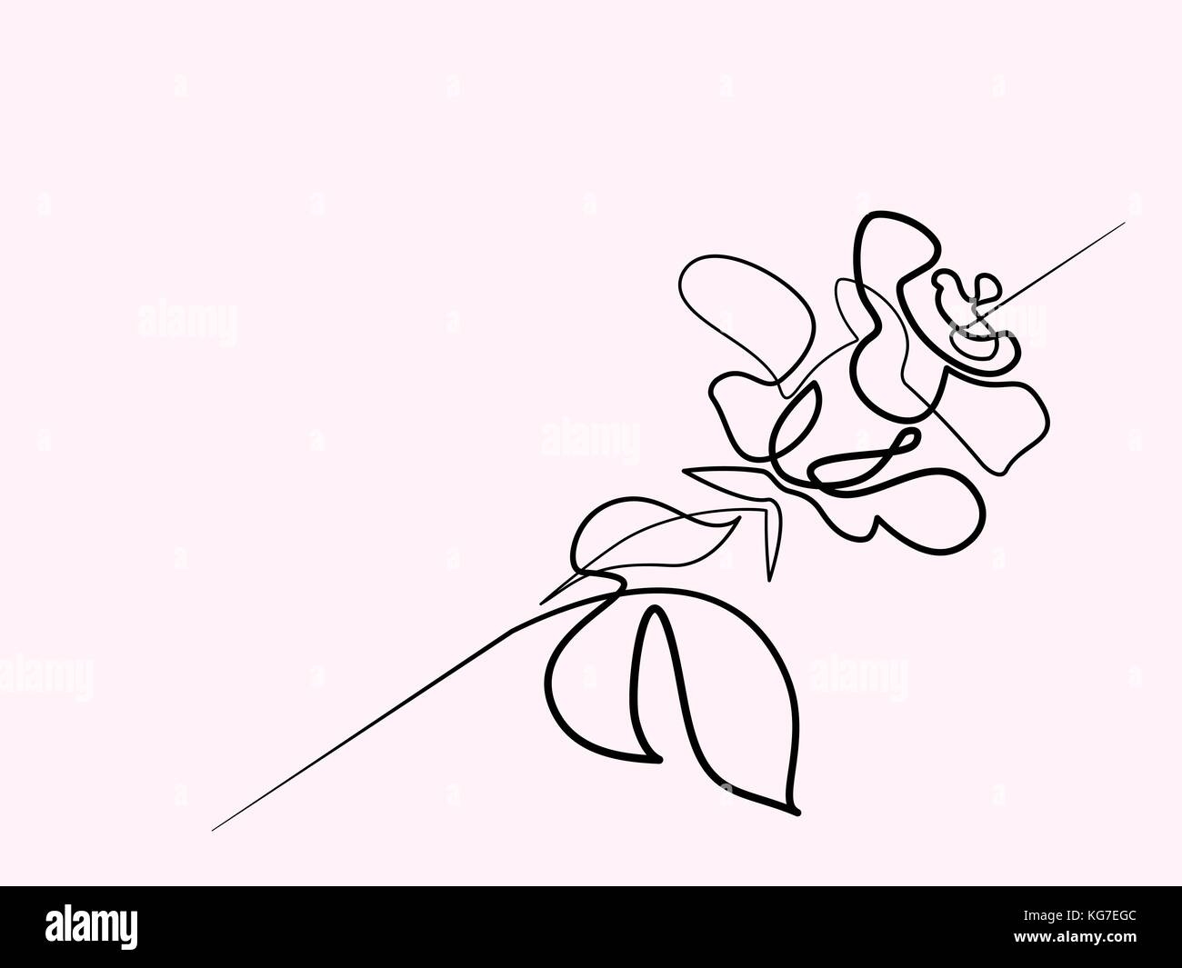 Dessin Dune Ligne Continue Belle Fleur Rose Logo Vector