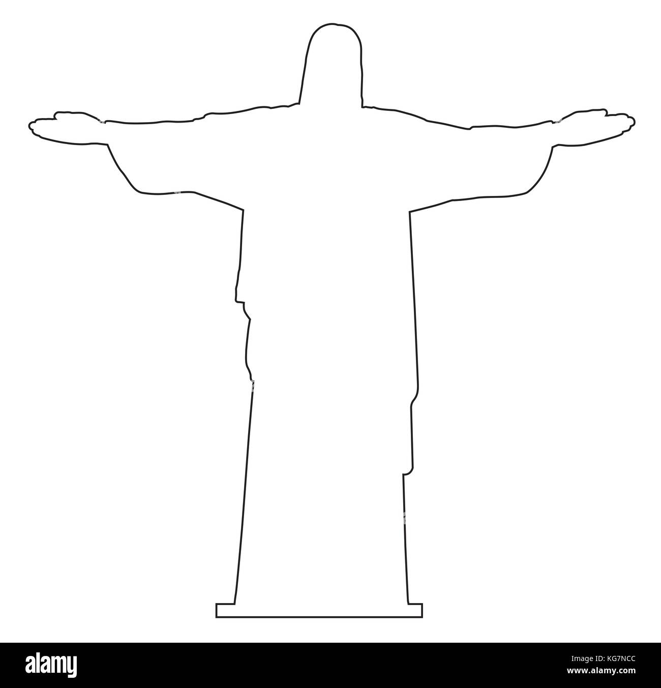 Aperçu de la statue du Christ rédempteur Illustration de Vecteur