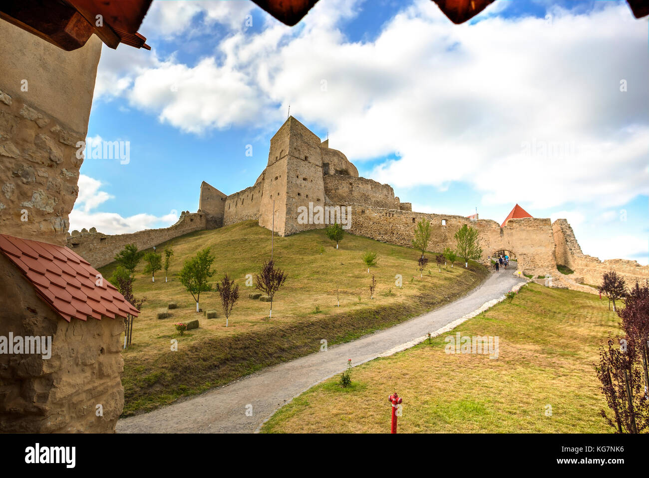 Intérieur de la cour de la forteresse Rupea, Transylvanie, Roumanie. Banque D'Images