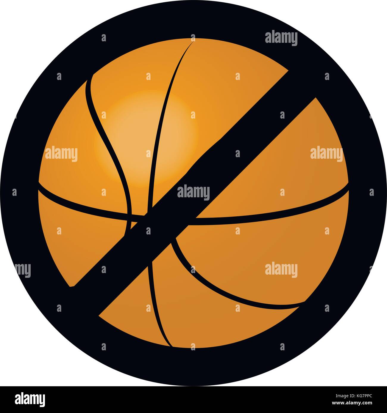 L'interdiction de symboles pour balle de basket-ball Basket-ball jeu. pas de jeu de sport, l'icône d'arrêt de l'équipement, vector illustration Illustration de Vecteur