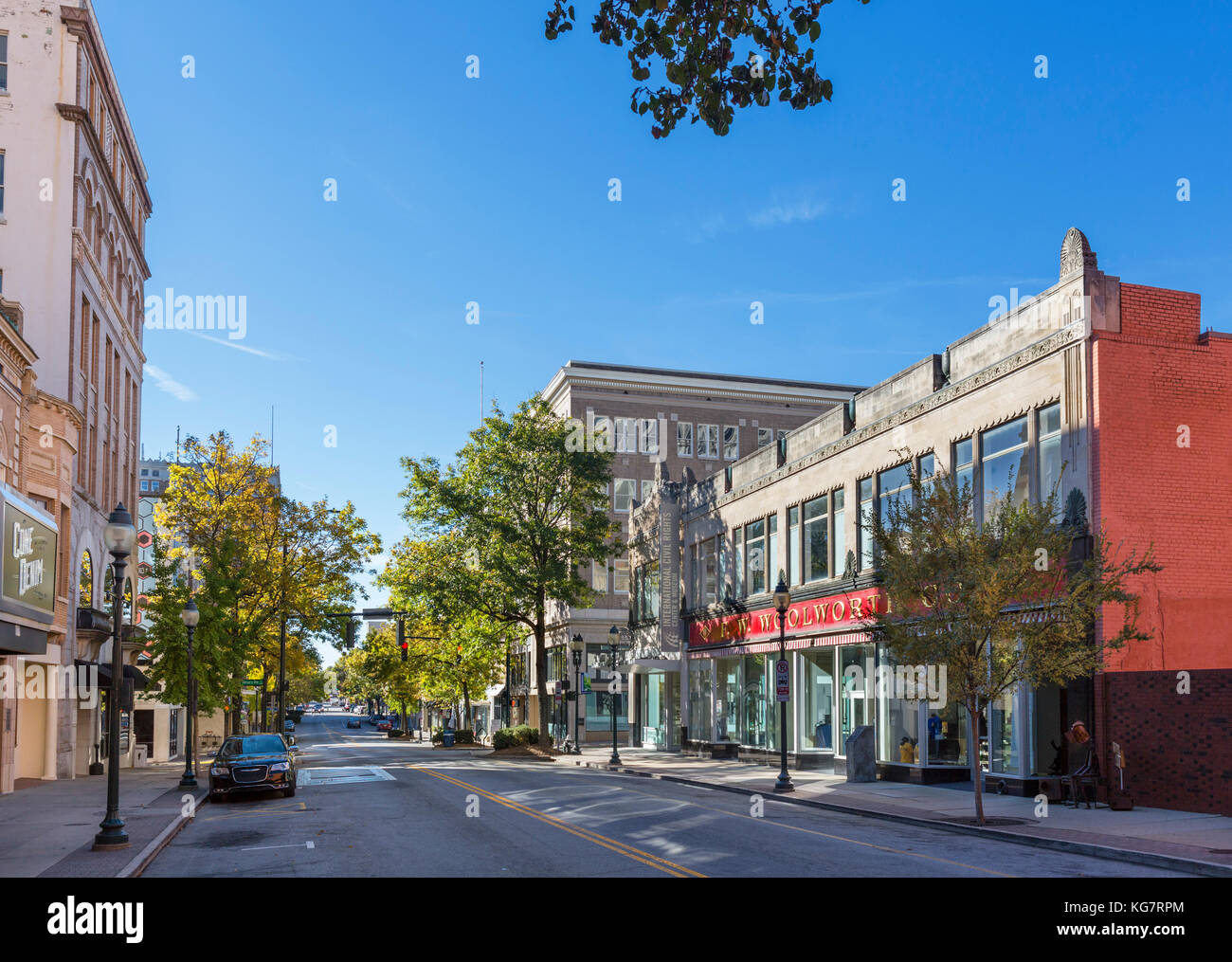 L'ancien F W magasin Woolworth S sur Elm Street, Greensboro, North Carolina, USA. Le bâtiment abrite aujourd'hui l'International Civil Rights Center and Museum Banque D'Images