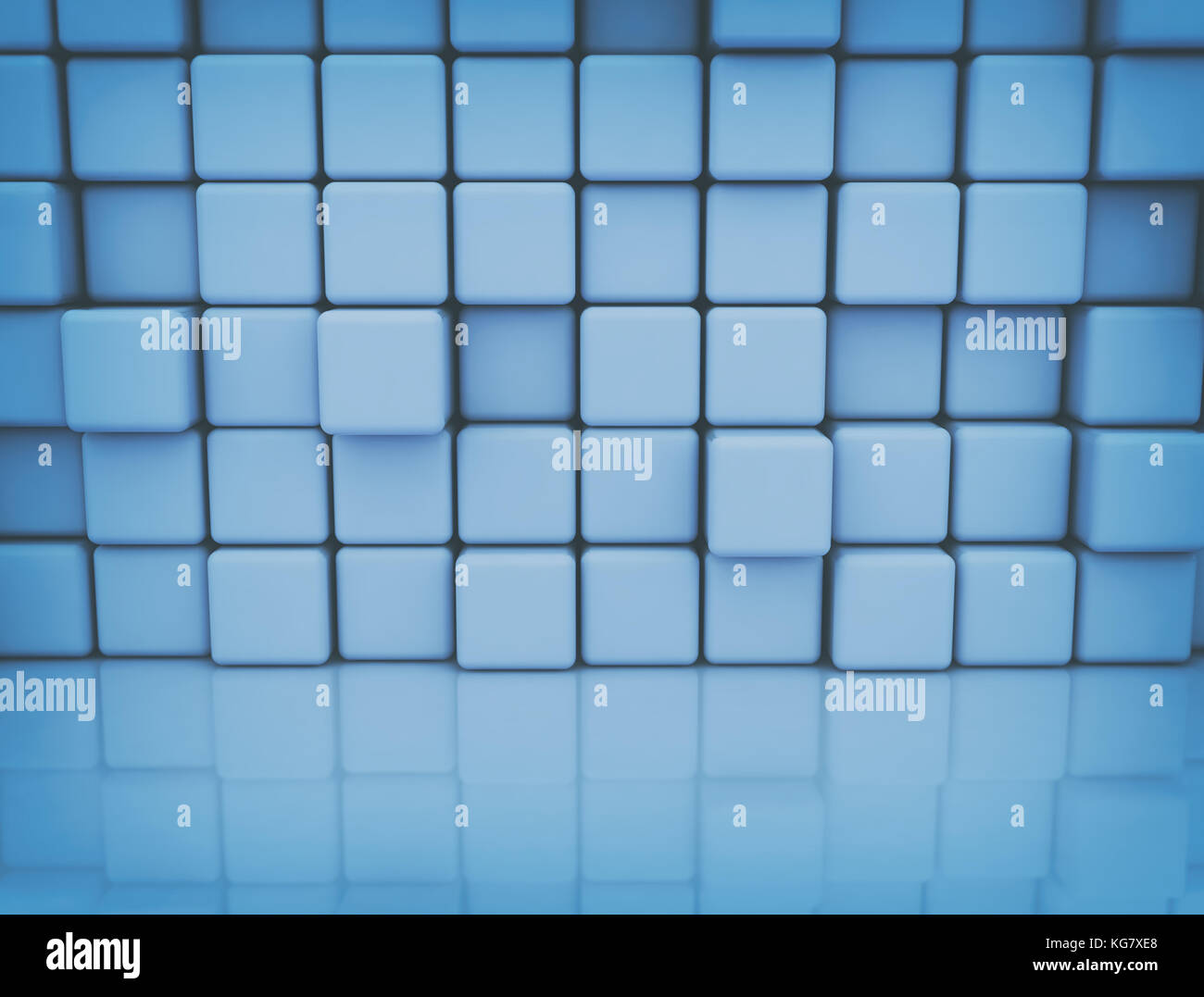 Mur de cubes 3d bleu bleu. 3D render Banque D'Images