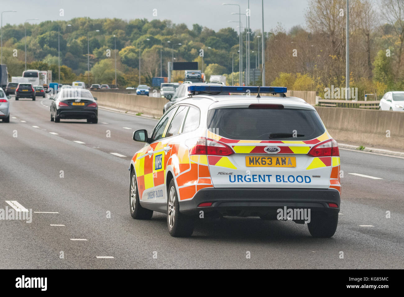 NHS service de transport sang véhicule d'urgence - UK Banque D'Images