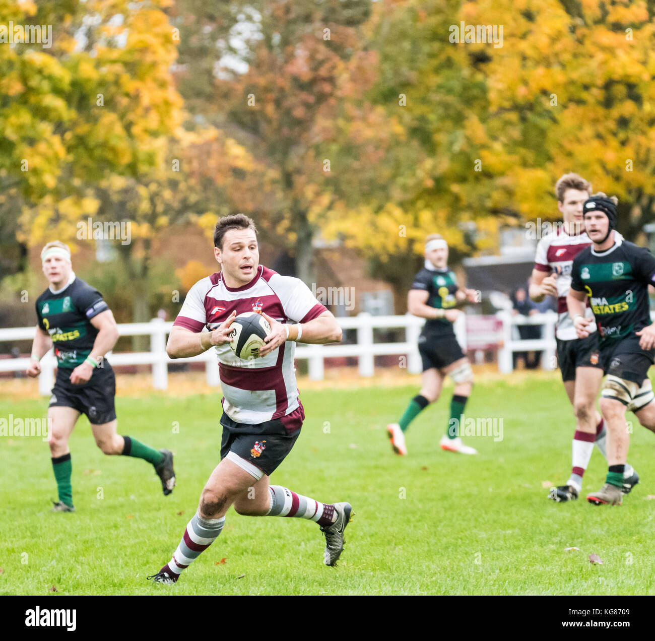 Brentwood, Essex, Royaume-Uni. 4 novembre, 2017. brentwood Rugby Club (27) vs north walsham rfc (10) joué à Brentwood. crédit : Ian Davidson/Alamy live news Banque D'Images