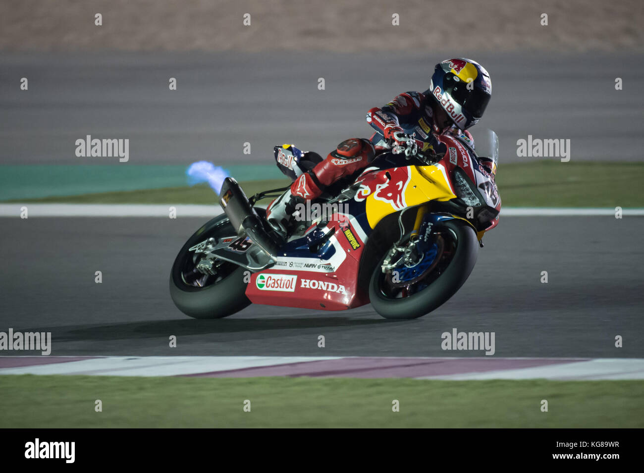 Le circuit international de losail, au Qatar. 4 novembre 2017, le circuit international de losail au Qatar.. j gagne qui fait de la honda red bull lors de la dernière course de l'championnat wsbk 2017 Crédit : Tom Morgan/Alamy live news Banque D'Images