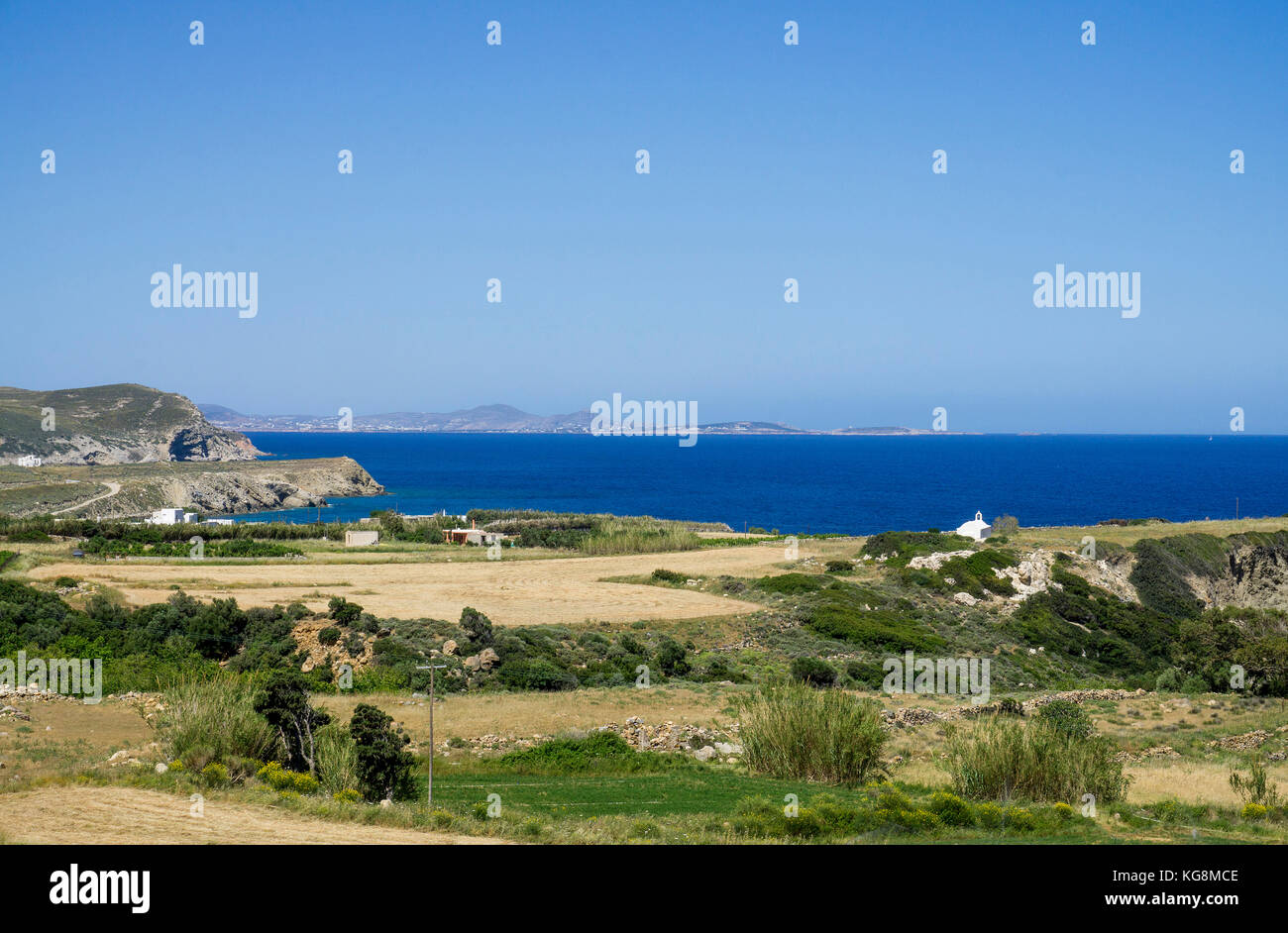 Paysage à la côte nord de l'île de Naxos, Cyclades, Mer Égée, Grèce Banque D'Images
