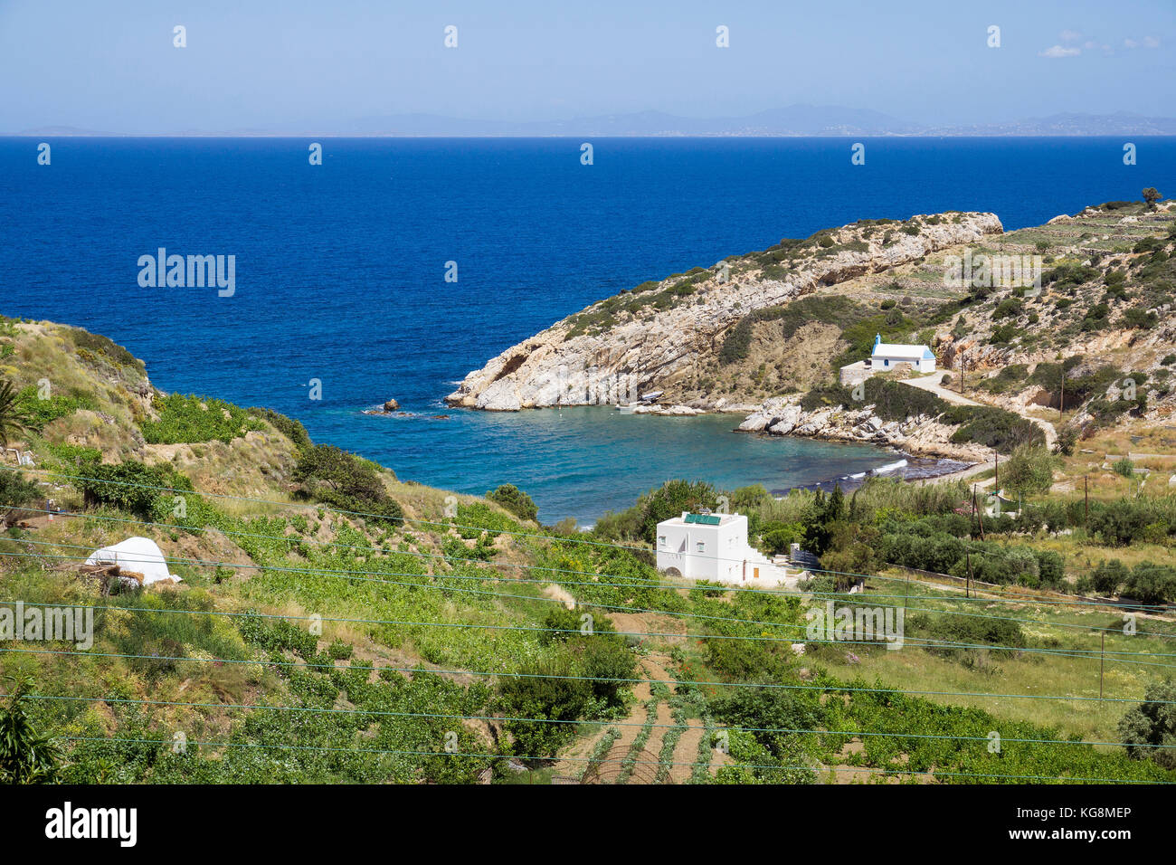 Paysage à la côte nord de l'île de Naxos, Cyclades, Mer Égée, Grèce Banque D'Images