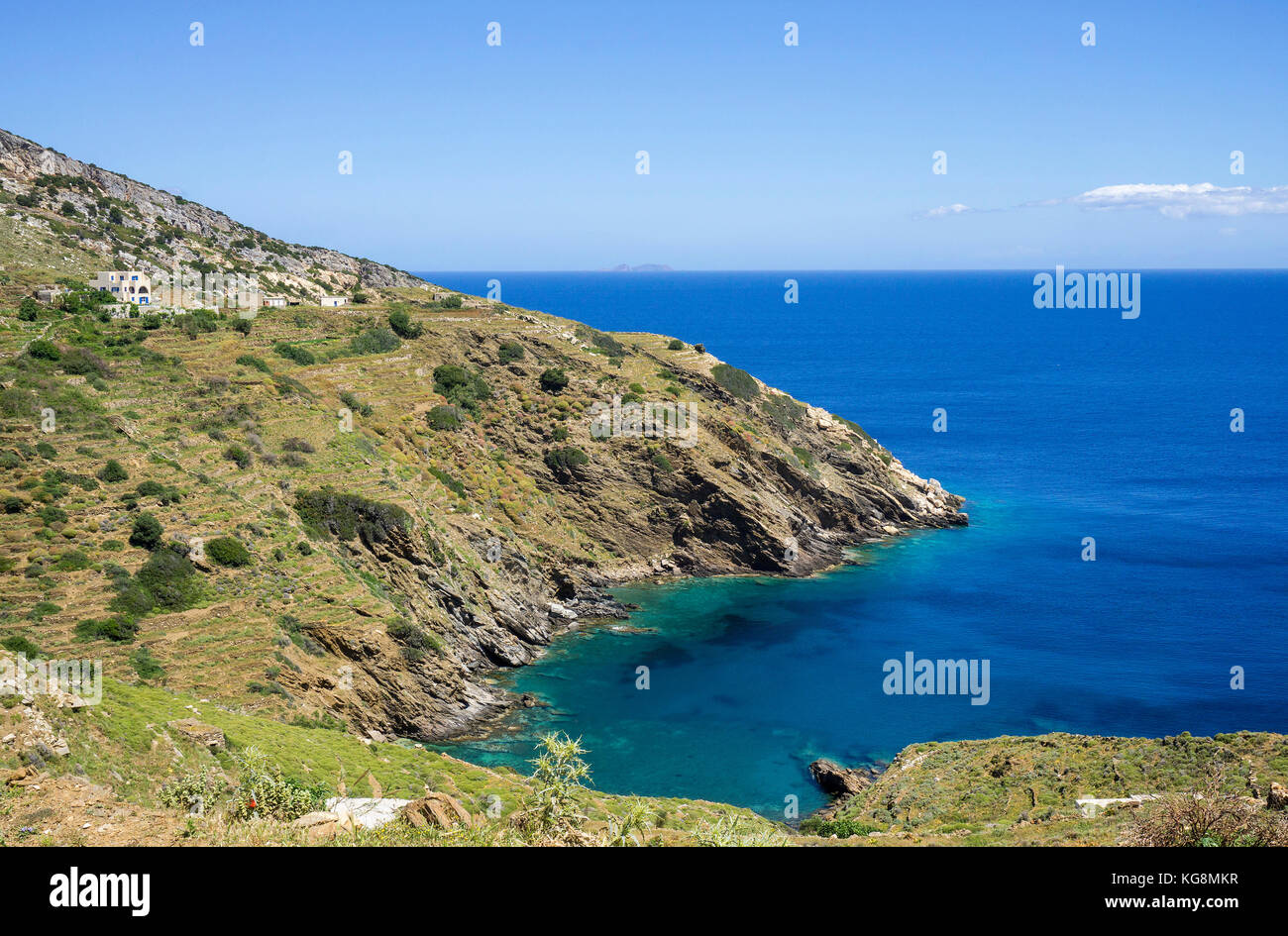 Paysage à la côte nord de l'île de Naxos, Cyclades, Mer Égée, Grèce Banque D'Images