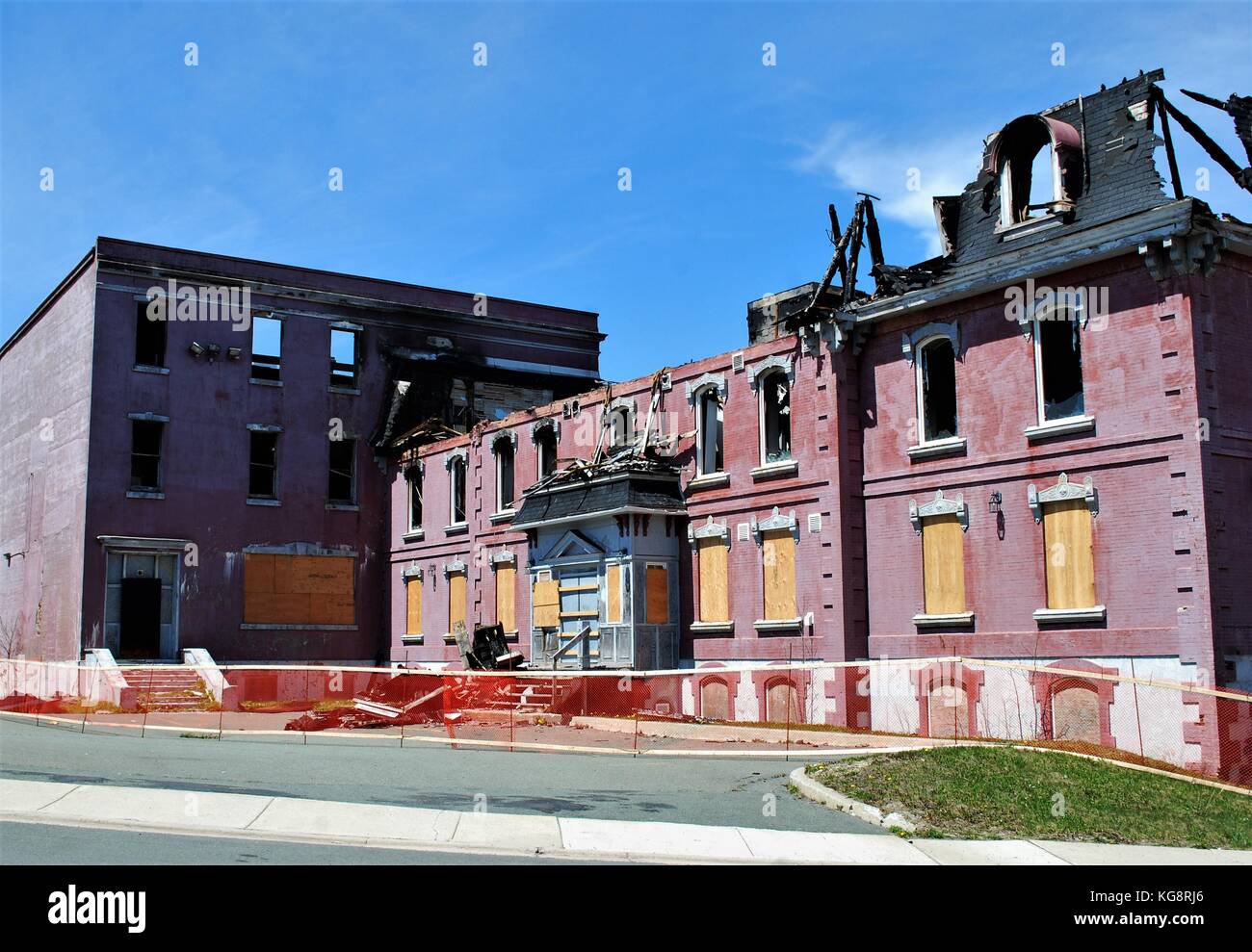 Burnt Out reste du bâtiment patrimonial, l'ancienne Belvedere orphelinat, St John's, Terre-Neuve et Labrador, Canada. Banque D'Images