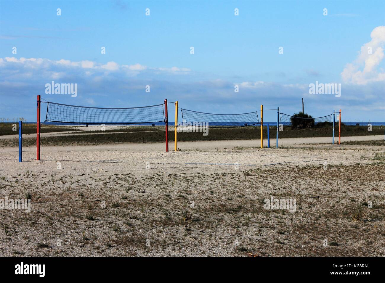 Filets de volley sur le terrain de beach-volley, Saint Pete Beach, Florida, USA Banque D'Images