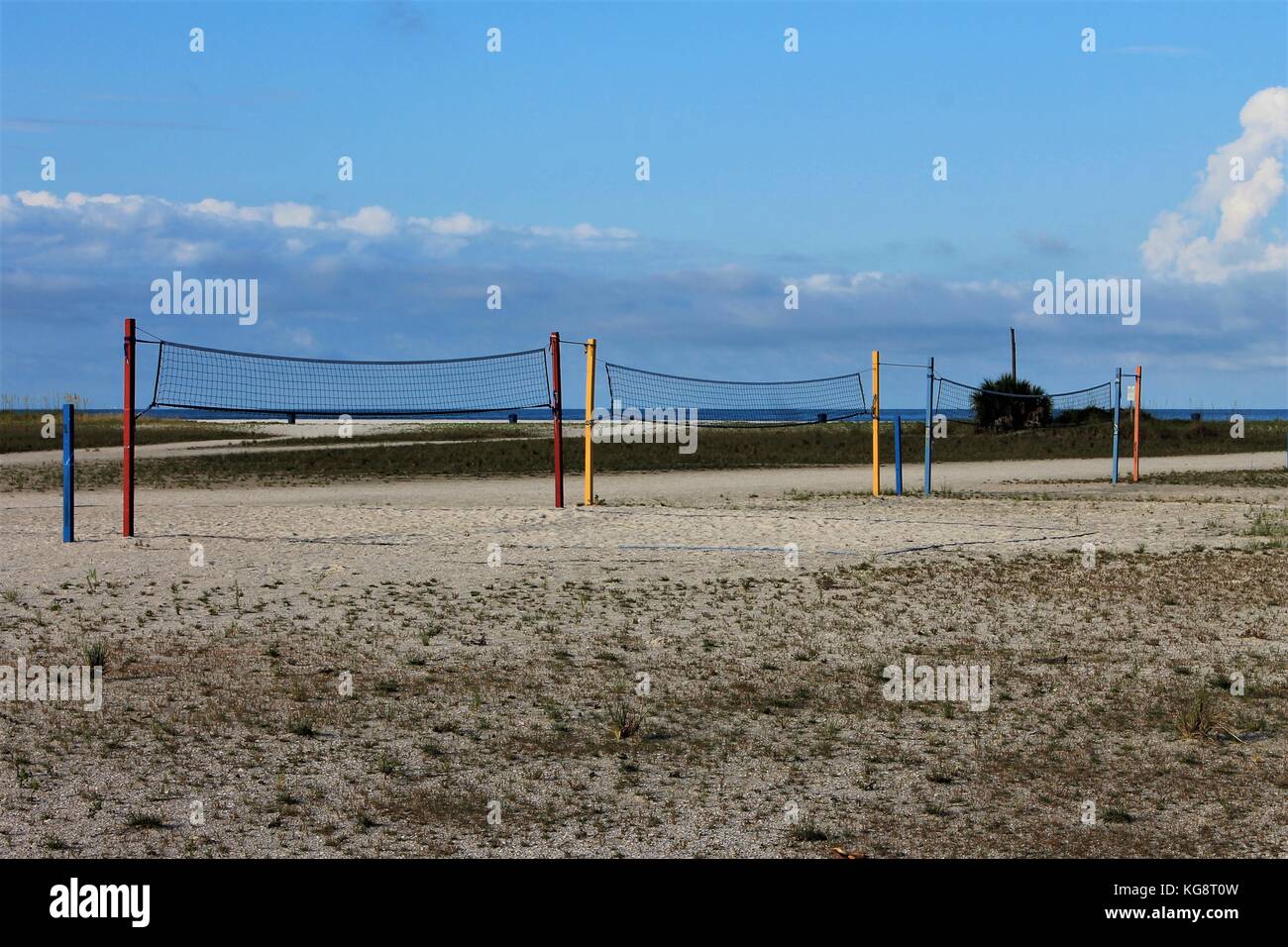 Filets de volley sur le terrain de beach-volley, Saint Pete Beach, Florida, USA Banque D'Images