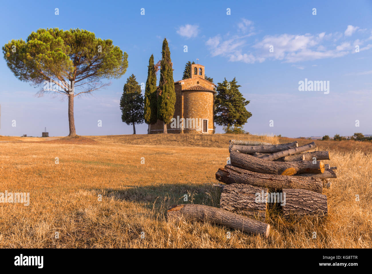 Capella di Vitaleta dans couleurs d'automne, chapelle, Val d'Orcia, Toscane, Italie Banque D'Images