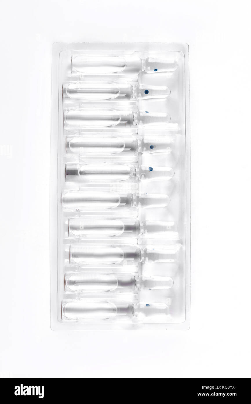 Medical d'ampoules pour injections, vue d'en haut. Banque D'Images