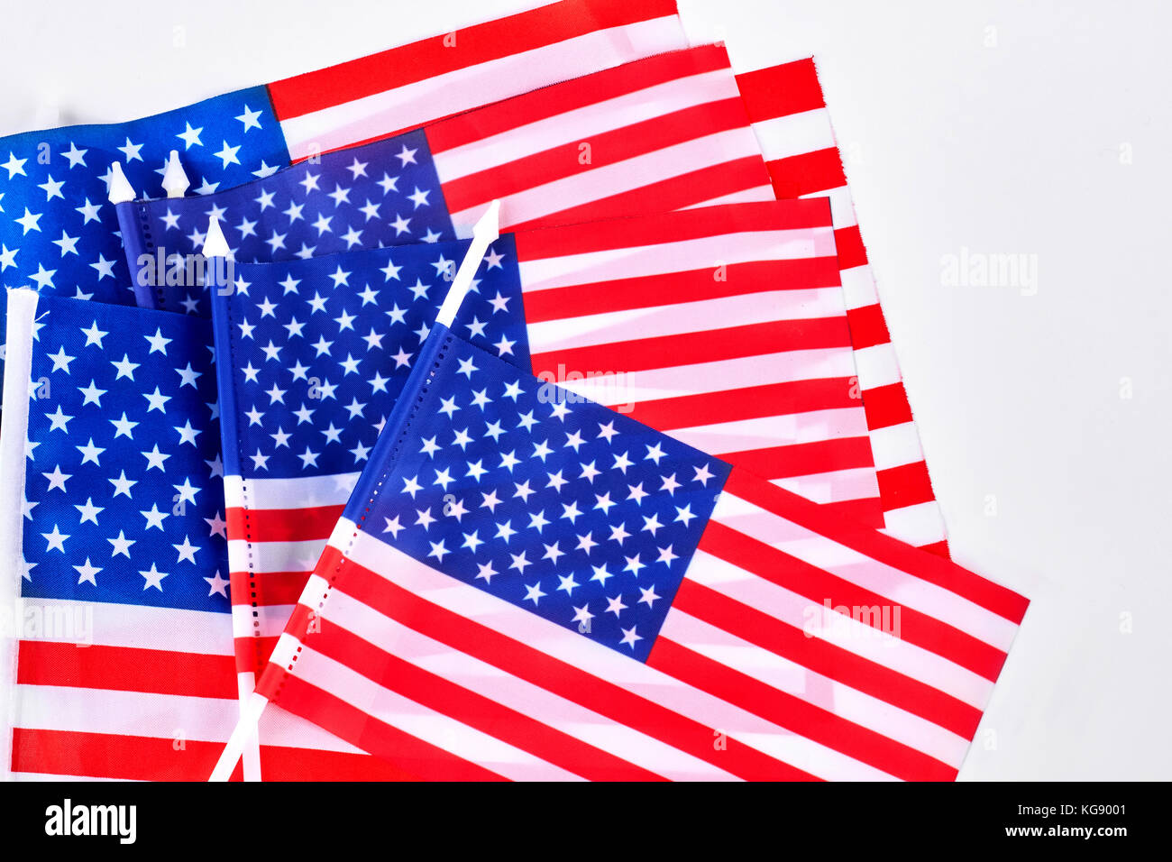 Les petits drapeaux de table des USA. Banque D'Images