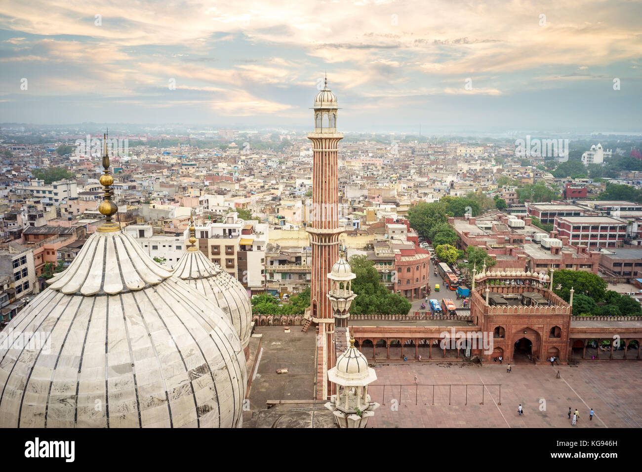 Cityscape de vieux Delhi vue depuis le toit de la Jama Masjid Banque D'Images