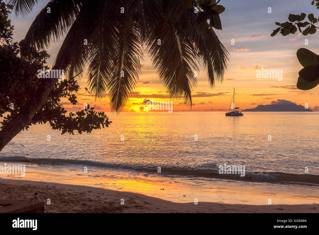 Tropical Beach at sunset Banque D'Images