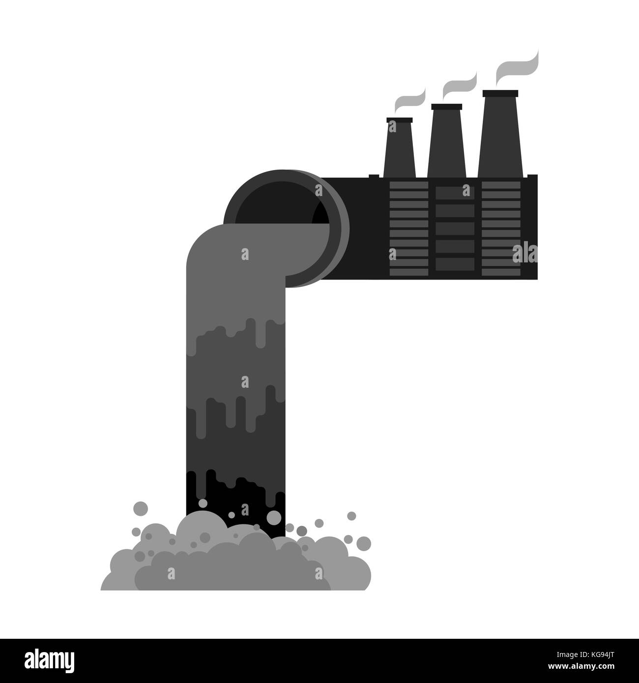Paysage industriel. les émissions toxiques de l'usine. la pollution de l'environnement. fumée noire à tuyaux de l'usine. catastrophe écologique. vecteur illustrati Illustration de Vecteur
