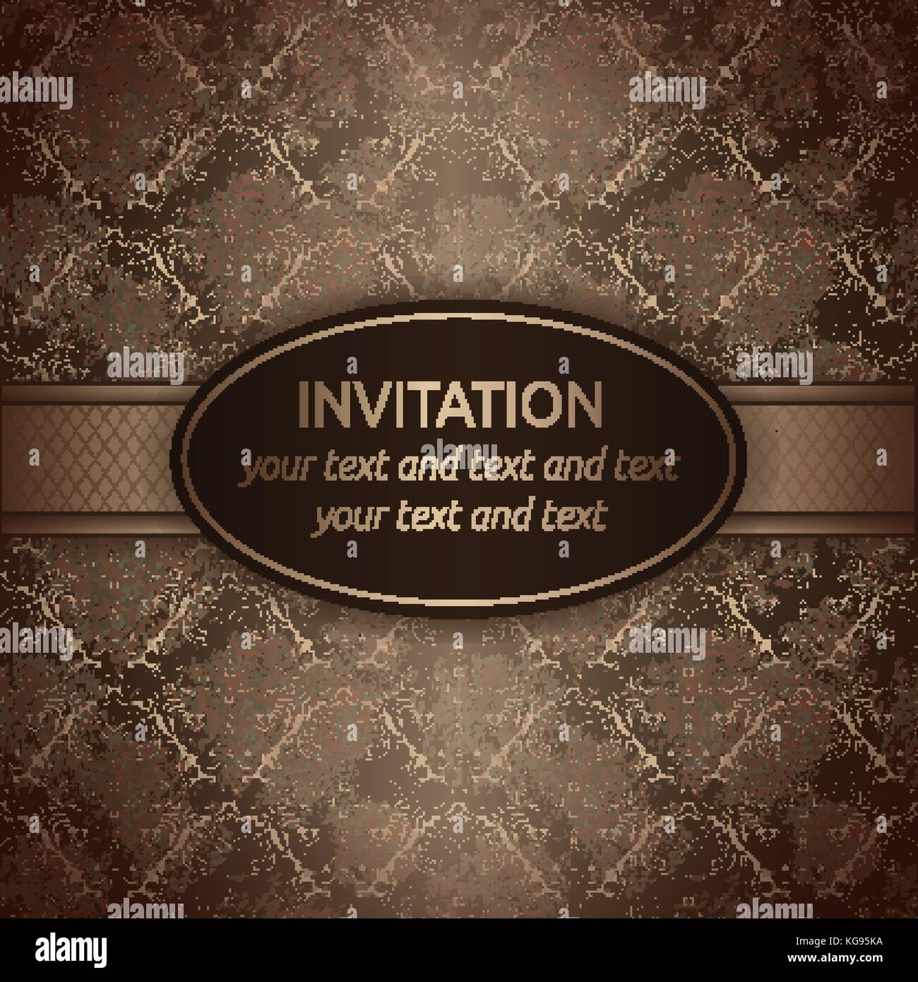 Invitation carte vectorielle en brun avec du ruban d'or Illustration de Vecteur